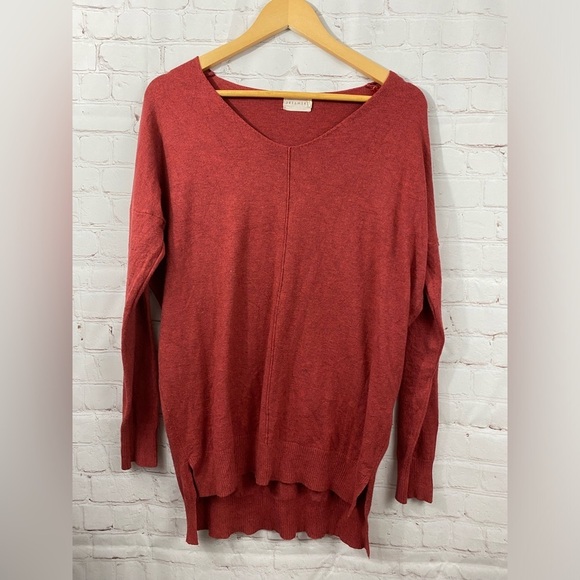 Dreamers Sweater Womens Size S/M Heather Brick Red Drop Shoulder Pullover V-Neck - Picture 1 of 7